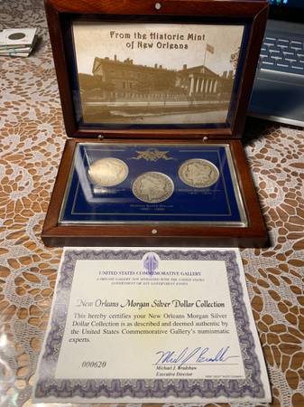 Photo Morgan Silver Dollar New Orleans Mint 3-Coin Set $150