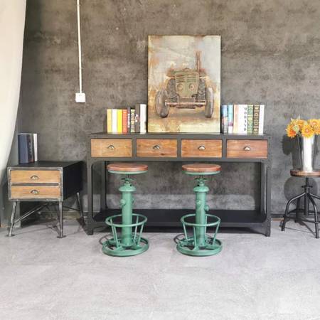 Photo New Bar Stool Antique Industrial Round Bottom Chair Adjustable Height Retro Vint $100
