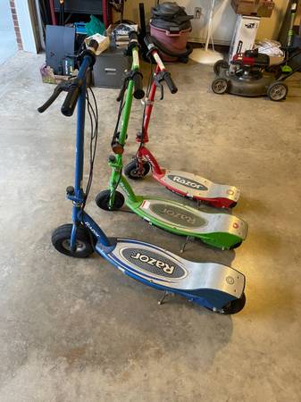 Photo Set of Razor Electric Scooters $100
