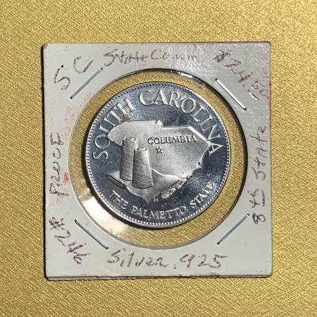 Sterling Silver State of South Carolina Medallion $25