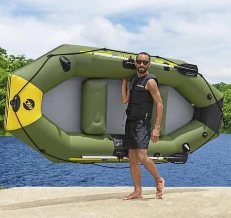 Tobin Sports Canyon PRO 3-Person Inflatable Boat RAFT Set OARS, Pump, $160