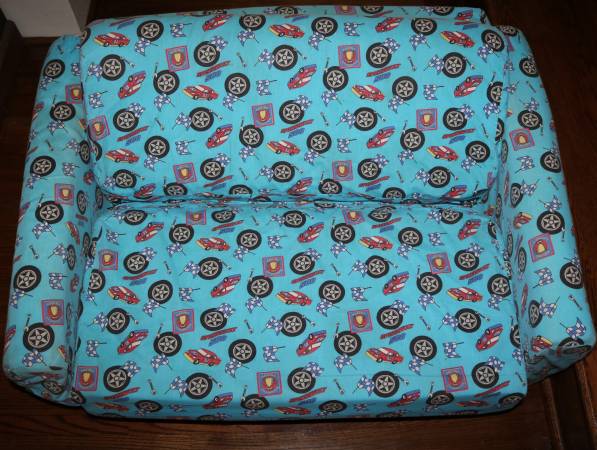 Photo Race Car Print Childs Double Seat Fold Out Seat Couch $35