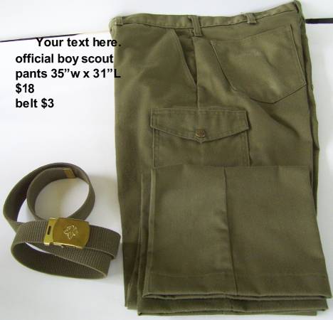 Photo Boy Scout official pants, 35-38 w(can be let out) x 31L $18 also be $18