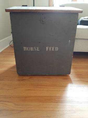 Photo Antique Grain Bin Slant Top Vintage Equestrian Decor Feed Bin $300