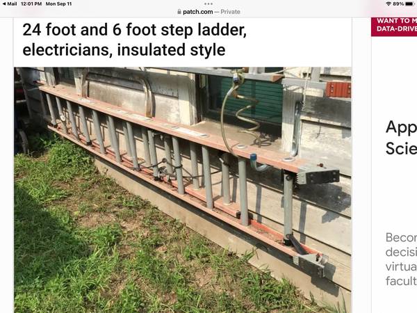 Electricians ladders 24 foot and 6 foot step. $100