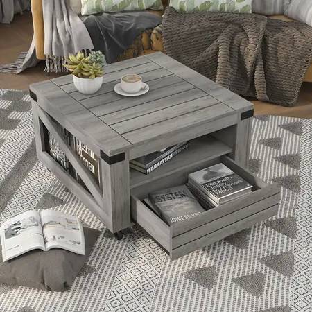 New Coffee Table Kala Industrial 32-inch 1-Shelf Coffee Table by Furn $225