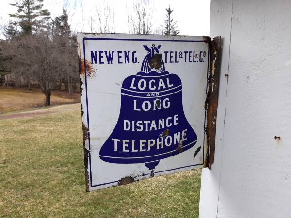 Photo Porcelain Flanged Sign - Vintage New England Telephone