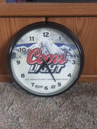 Photo Coors Light wall clock. $30