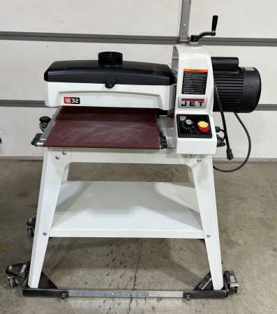 Photo JET JWDS-1632, 16-Inch Drum Sander with Stand, 1-12 HP, 1Ph 115V and $1,050