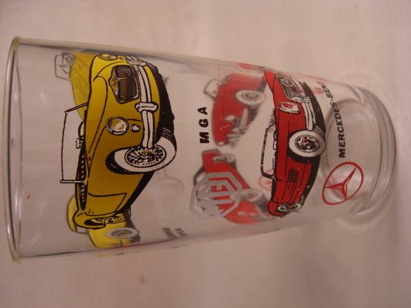 Photo Rare vintage classic sports cars beer glass $25
