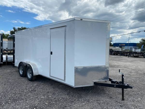 Photo 7X16 TA ENCLOSED CARGO TRAILERS RENT TO OWN IN STOCK IN NORTH CAROLINA $250
