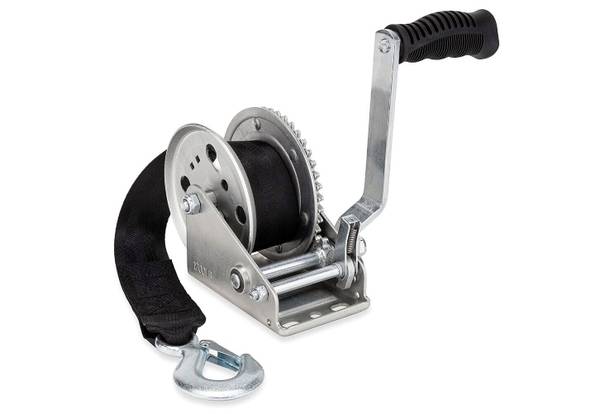 Camco Trailer Winch With 20 Foot Strap 1200 lb. Capacity 4 1 Gear $40