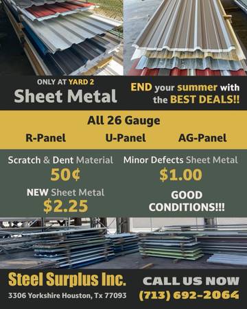 Photo $2.25 P ER FT. Sheet Metal R-Panel PBR-Panel Ag-Panel and more
