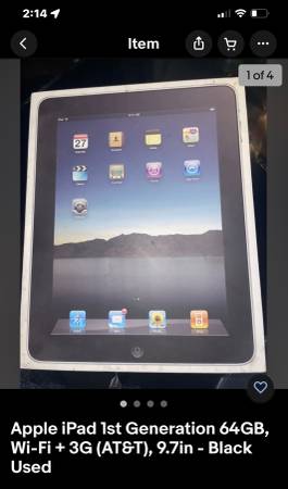 Photo Apple iPad 1st Generation 64GB, Wi-Fi  3G (ATT), 9.7in $100