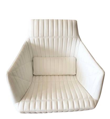 Photo Authentic Ligne Roset Facett Chair in White Leather $2,200