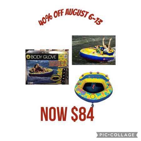 Body Glove Bayside 2 Person Yellow Water Skiing Inflatable Towable Tube $140