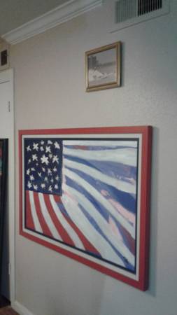 Flag painting wood frame on canvas $500
