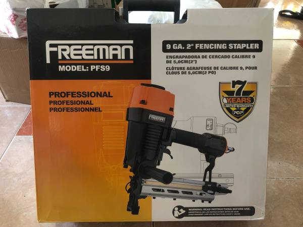 Photo Freeman PFS9 Pneumatic 9-Gauge 2 Fencing Stapler W T-Handle, WCase $250