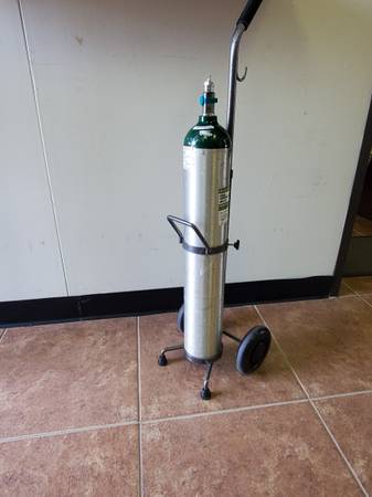 Photo Full tank of medical OXYGEN size E  cart O2 tank cylinder  FREE hose $90
