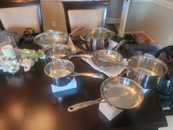 Photo Kitchen Aid 12 Piece Stainless Steel Pot and Pan Set $125