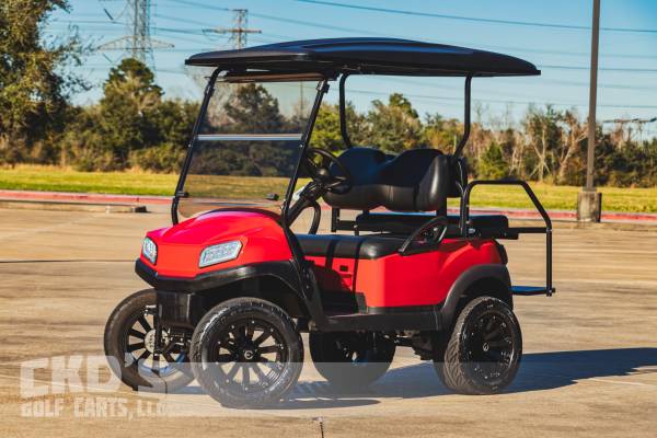 Photo Like New Ferrari Red 2020 Club Car Tempo High Speed Lifted Golf Cart