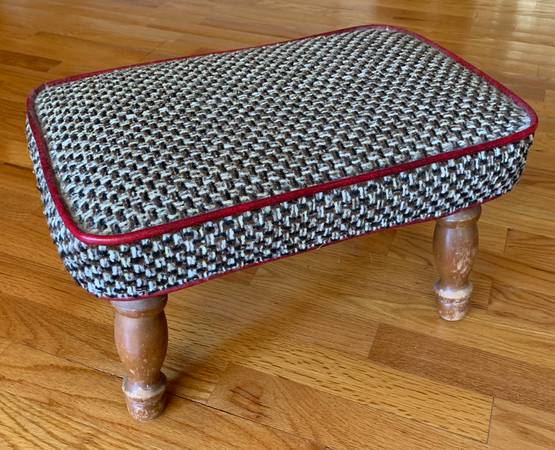 Photo Mid-Century Tweed Footstool $30