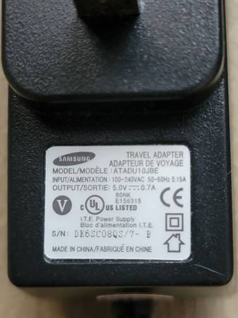 Photo SAMSUNG ATADU10JBE Micro USB Power Adapter Travel Charger Black Output 5V 0.7A $5