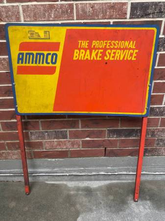 Photo Vintage Original AMMCO The Professional BRAKE SERVICE Masonite Sign $90