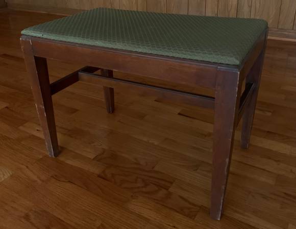 Photo Vintage Wooden Piano Bench  Stool $30