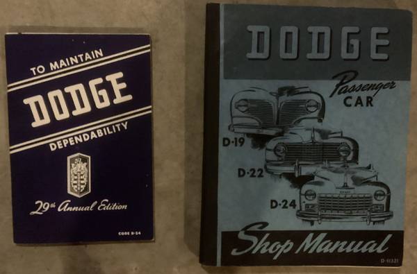Photo 1941-1948 Dodge Passenger Car Workshop Guide Models D-19, D-22, D-24 $50