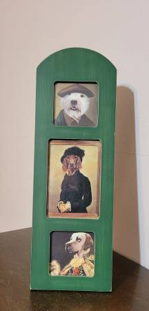 Photo 3 Fun Dog Portraits in Green Frame $12