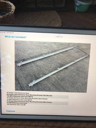 Photo 7 foot Solar Panel Mounting Rack Rail with cls  brackets for Boat $170
