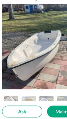 8.8 plastic dinghy boat with oars $275