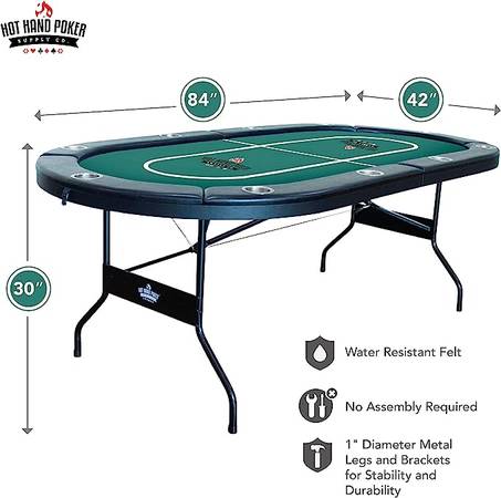 Photo Brand New Poker Table 10 Player, Folding, Water-Resistant $350