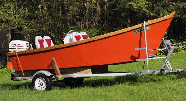 Custom built wood skiff, motor boat $6,899