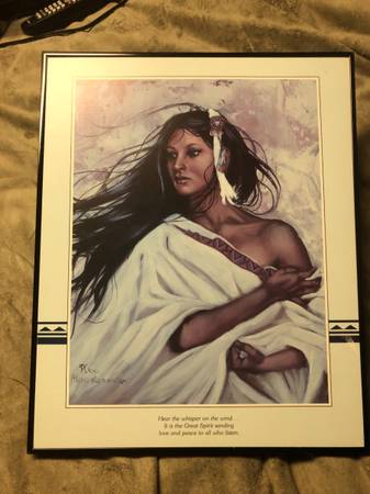 Photo Native American Indian Woman Great Spirit Love Peace with Metal Frame $25