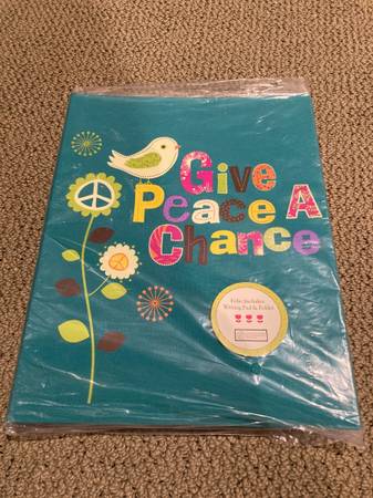 New Writing pad  folder Peace Love Hope $8