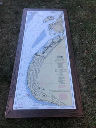 Photo New York Harbor Upper Bay Narrows Brooklyn Nautical Chart Map TableTop $200