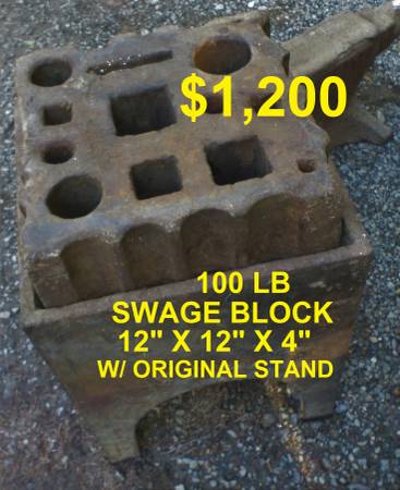 Photo SWAGE BLOCK WITH VERY RARE ORIGINAL CAST STEEL STAND $1,200