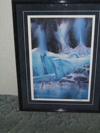 Photo A framed signed and numbered Giclee of Ice skaters by John E Stevson $74