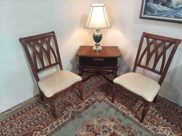 MID-CENTURY GUEST FABRIC WOOD CHAIR $95