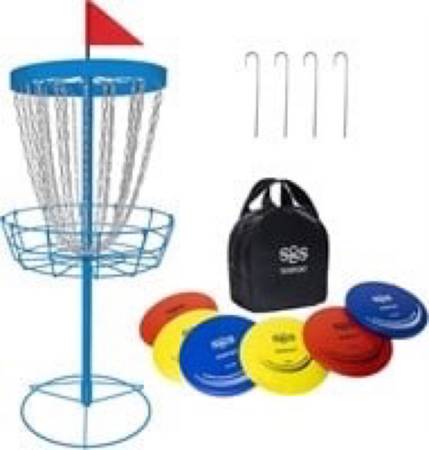 Photo SGSPORT Disc Golf Basket with Discs and Carry Bag, Blue Basket (New In Box) $85