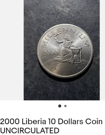 Photo 2000 Liberian 10 dollar coin $5