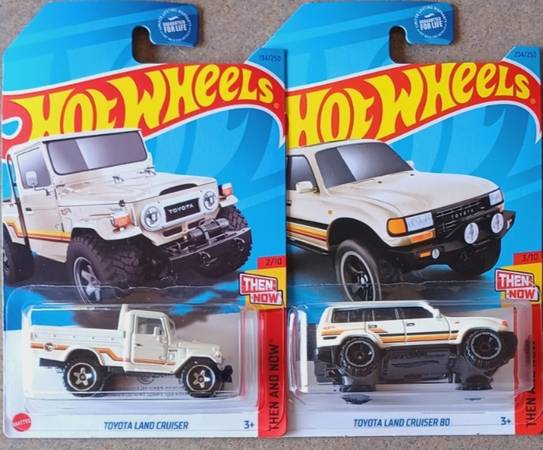 Photo Hot Wheels Then and Now TREASURE HUNT Toyota Land Cruiser 2 Car Pack $15