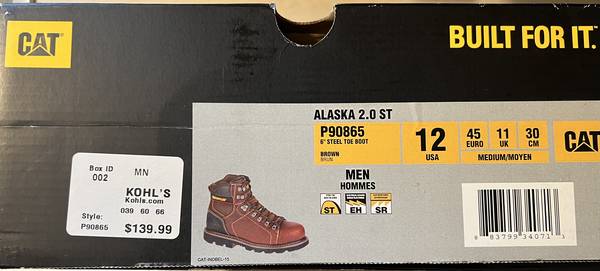New Caterpillar Mens Alaska 2.0 Steel Toe Work Work Boot, 12 Medium $70