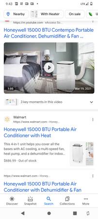 Photo New Honeywell 15000 BTU portable air conditioner $500