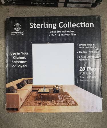 Sterling Solid 12x12 in. Peel  Stick Vinyl Tile 20 sq. ft. case (Wht) $90