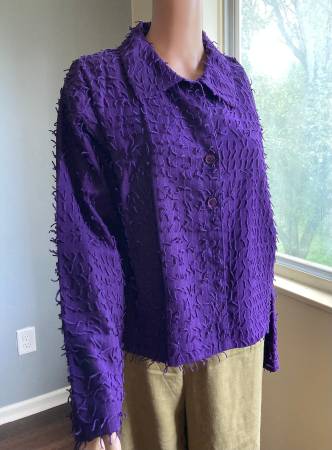 Photo Womens Vintage Silver Stream Purple Shag Jacket, Large, Excellent $25