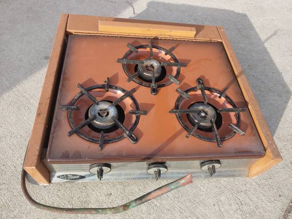 Photo 1950s or 1960s Copper color vintage trailer stove cooktop $100
