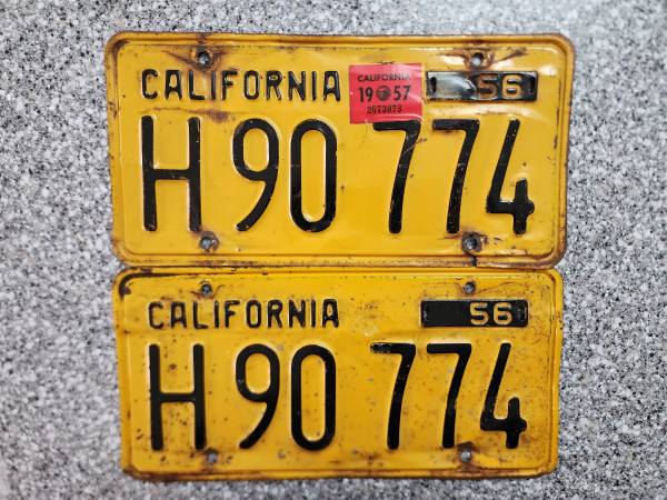 Photo 1957 California Commercial License Plates, G $200